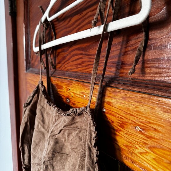 Copper cropped tank top with tie-up straps - Picture 1 of 3